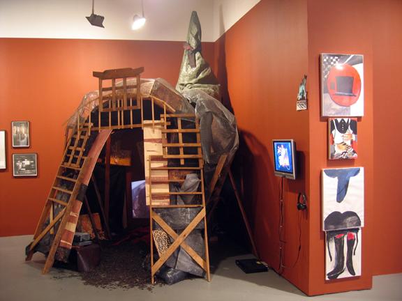 Installation view of 'The Perfect Man Show' 
L to R: Marianne Vitale, Hanna Liden and Klara Liden, Spartacus Chetwynd, Emily Sundblad