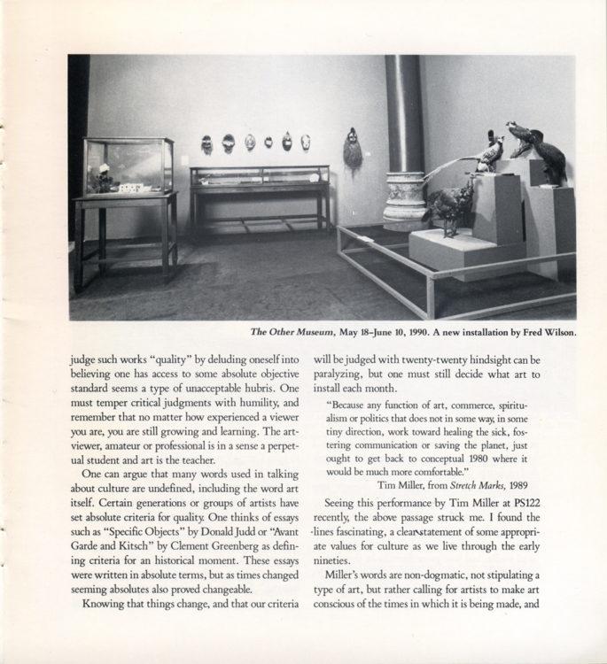 Exhibition catalog for "Update 1989-1990"