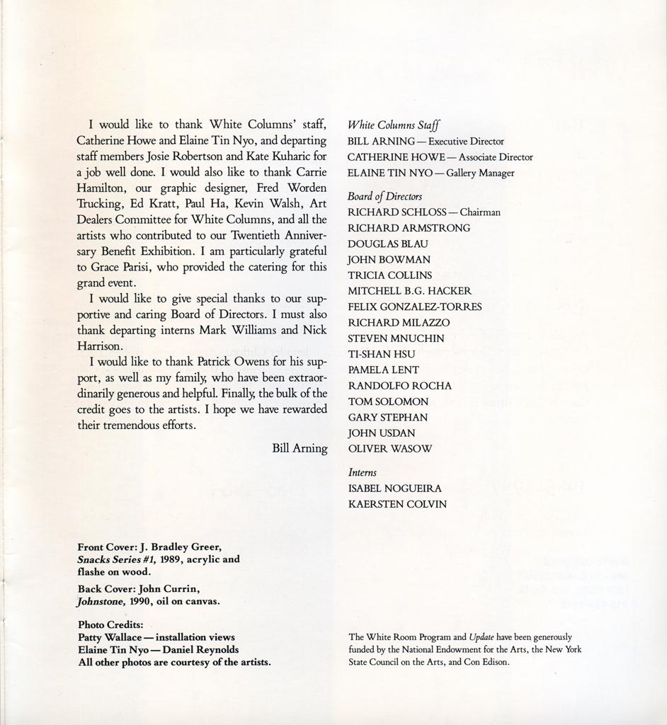 Exhibition catalog for "Update 1989-1990"