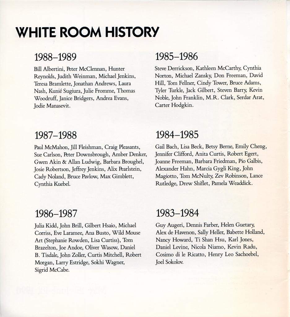 Exhibition catalog for "Update 1989-1990"